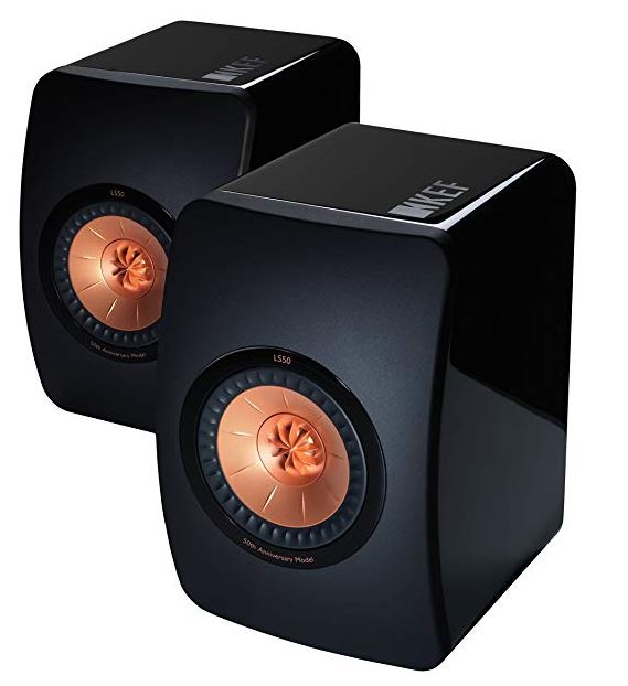 this is a picture of a pair of KEF-LS50 bookshelf speakers